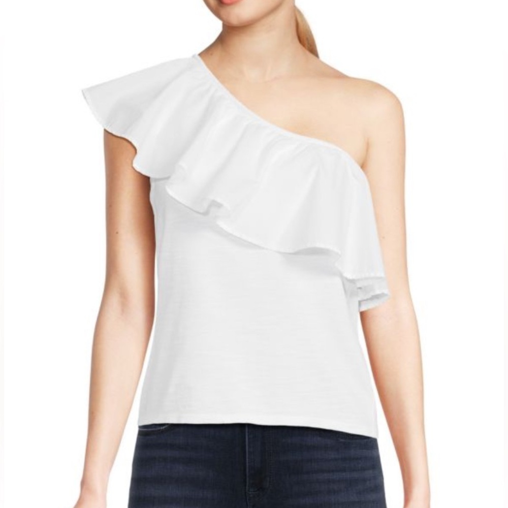 NWOT Nation LTD White Ruffled One-Shoulder Blouse